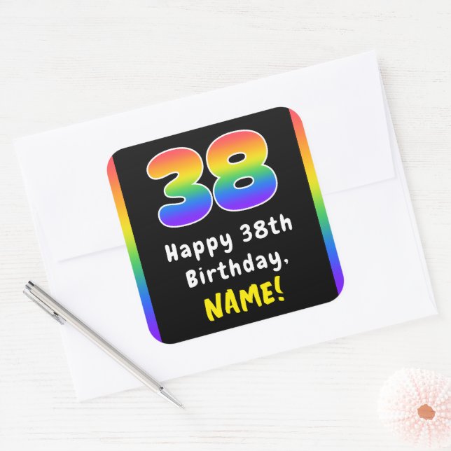 Sticker Carré 38e anniversaire : Rainbow Spectrum # 38, Nom pers (Enveloppe)
