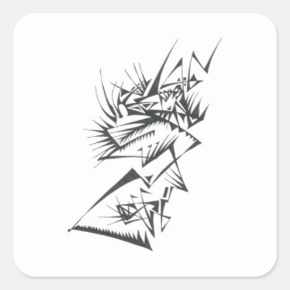 Sticker Carré 39 Tatouage Tribal Abstrait Noir et Blanc