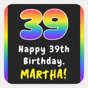 Sticker Carré 39e anniversaire : Rainbow Spectrum # 39, Nom pers