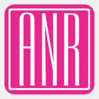 3 Initiales Monogramme | Blanc sur rose chaud