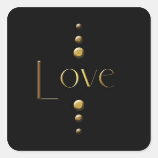 Sticker Carré 3 points Gold Block Love & Black Arrière - plan