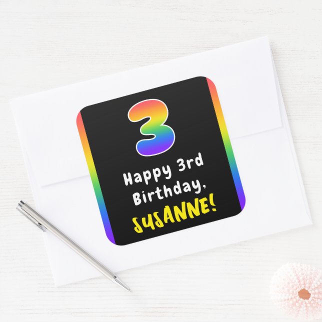 Sticker Carré 3e anniversaire : Rainbow Spectrum # 3, Nom person (Enveloppe)