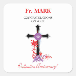 Sticker Carré 40e anniversaire de l'Ordination du prêtre Croix n