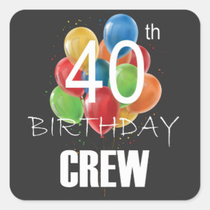 Sticker Carré 40e Anniversaire Équipage 40 Groupe d'équipage