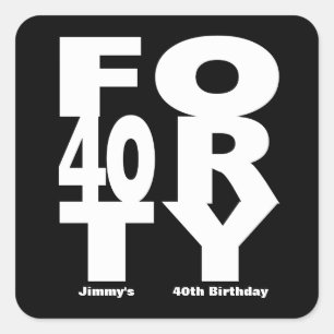 Sticker Carré 40e anniversaire, noir et blanc