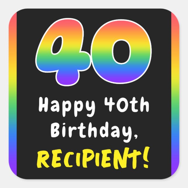 Sticker Carré 40e anniversaire : Rainbow Spectrum # 40, Nom pers (Devant)