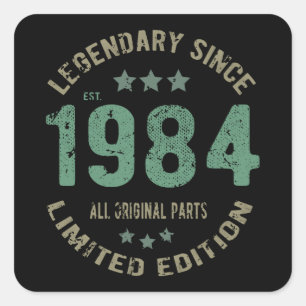 Sticker Carré 41 ans Anniversaire 1984 Légende 41e anniversaire 
