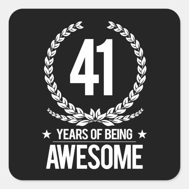 Sticker Carré 41e anniversaire (41 ans d'être génial) (Devant)