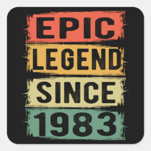 Sticker Carré 42 ans Anniversaire 1983 Epic Legend 42e Anniversa