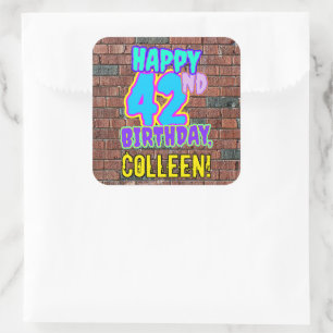 Sticker Carré 42e anniversaire - Amusant, Graffiti urbain inspir