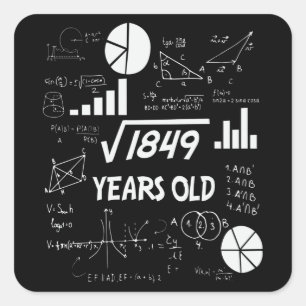 Sticker Carré 43 ans Enseignant des mathématiques Anniversaires 