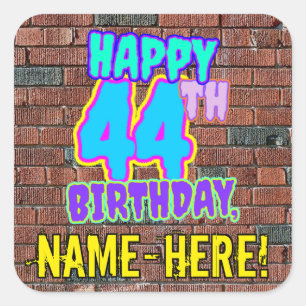 Sticker Carré 44e anniversaire - Amusant, Graffiti urbain inspir