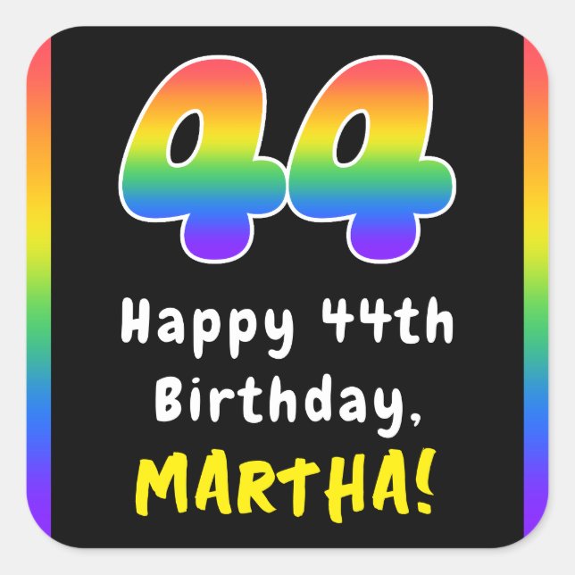Sticker Carré 44e anniversaire : Rainbow Spectrum # 44, Nom pers (Devant)
