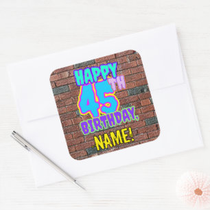 Sticker Carré 45e anniversaire - Amusant, Graffiti urbain inspir