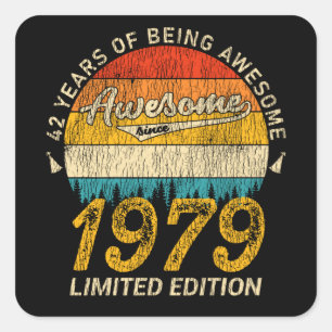 Sticker Carré 46 Ans 1979 Retro Awesome 46e anniversaire Cadeau