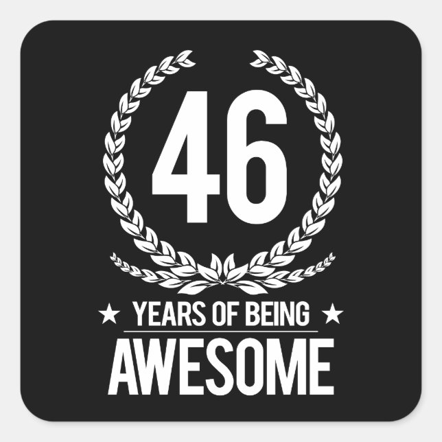 Sticker Carré 46e anniversaire (46 ans d'être génial) (Devant)