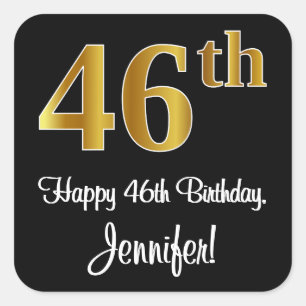 Sticker Carré 46e anniversaire - Elégant luxe Faux Gold Look #