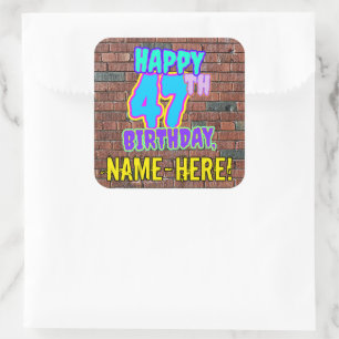 Sticker Carré 47e anniversaire - Amusant, Graffiti urbain inspir