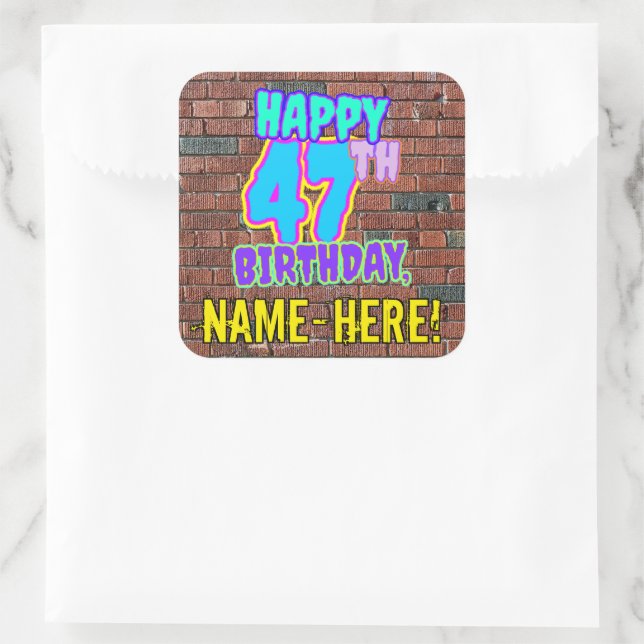 Sticker Carré 47e anniversaire - Amusant, Graffiti urbain inspir (Sac)