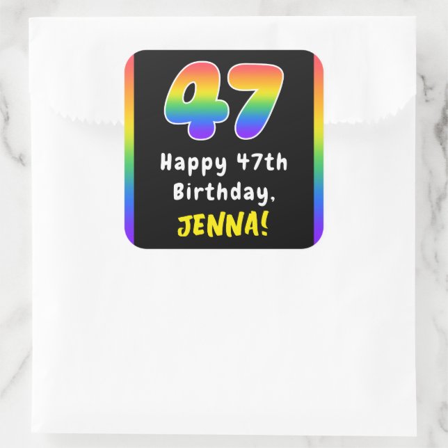 Sticker Carré 47e anniversaire : Rainbow Spectrum # 47, Nom pers (Sac)