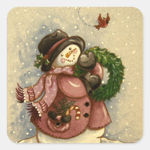 Sticker Carré 4886 Cardinal des couronnes de neige