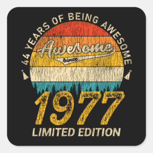 Sticker Carré 48 Ans 1977 Retro Awesome 48e anniversaire Cadeau