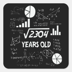 Sticker Carré 48 ans Enseignant des mathématiques Anniversaires 