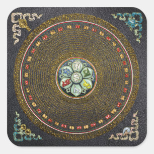 Sticker Carré [48] Mantra Mandala de "OM" tibétain rond