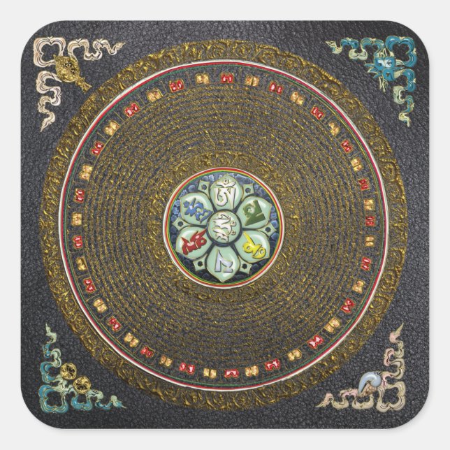 Sticker Carré [48] Mantra Mandala "OM" tibétain rond (Devant)