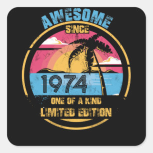 Sticker Carré 48 Year Old Awesome Since 1974