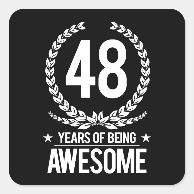 Sticker Carré 48e anniversaire (48 ans d'être génial) (Devant)