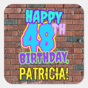 Sticker Carré 48e anniversaire - Amusant, Graffiti urbain inspir