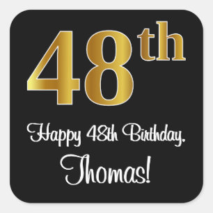 Sticker Carré 48e anniversaire - Elégant luxe Faux Gold Look #