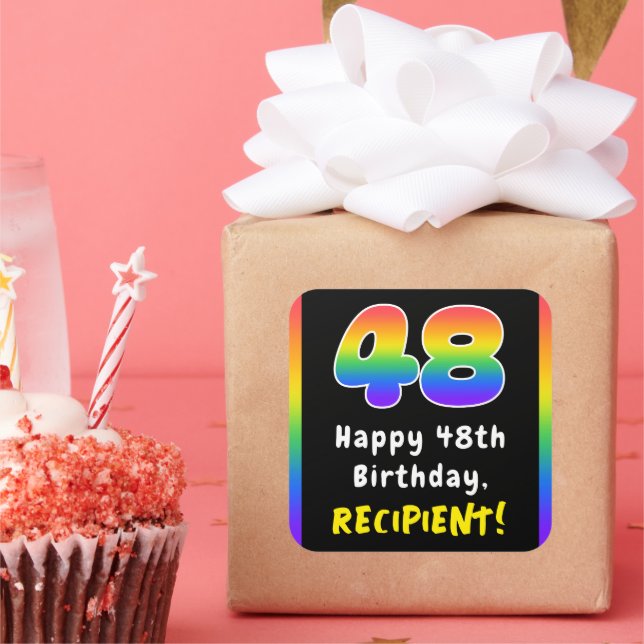 Sticker Carré 48e anniversaire : Rainbow Spectrum # 48, Nom pers (Fête)