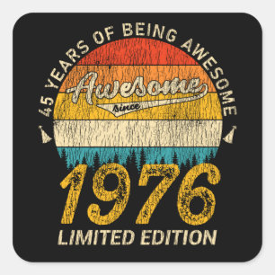 Sticker Carré 49 Ans 1976 Retro Awesome 49e anniversaire Cadeau