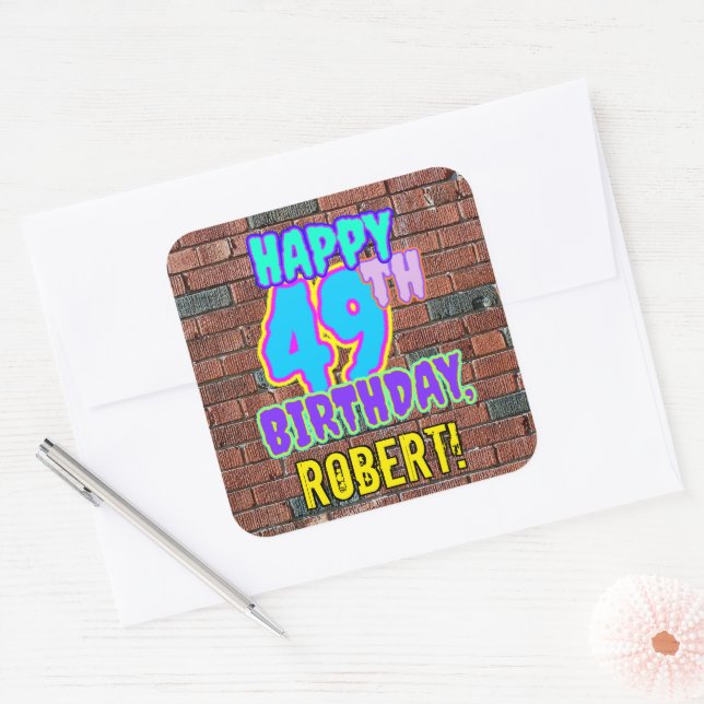 Sticker Carré 49e anniversaire - Amusant, Graffiti urbain inspir (Enveloppe)