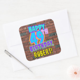 Sticker Carré 49e anniversaire - Amusant, Graffiti urbain inspir