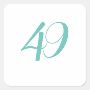 Sticker Carré 49e fête d'anniversaire Turquoise Quarante-neuf an