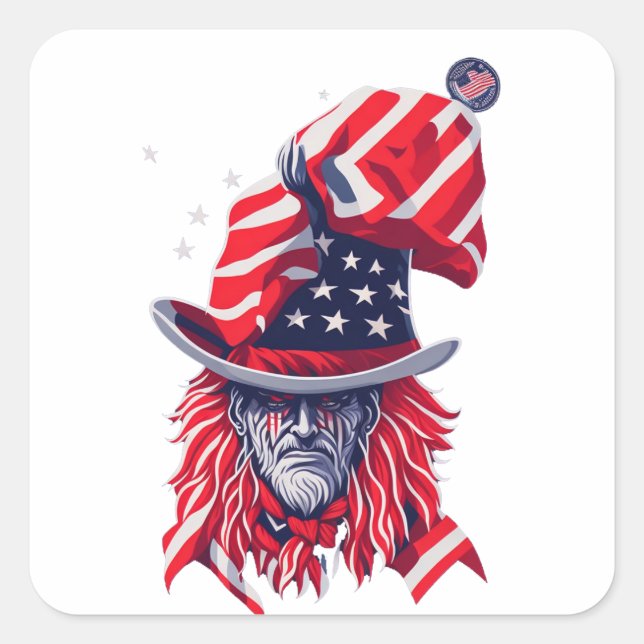 Sticker Carré 4 juillet Fête de l'Indépendance Drapeau américain (Devant)