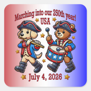 Sticker Carré 4 juillet Semiquincentenaire du 250e anniversaire 