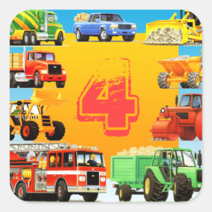 Sticker Carré 4èmes enfants de coutume de fête d'anniversaire