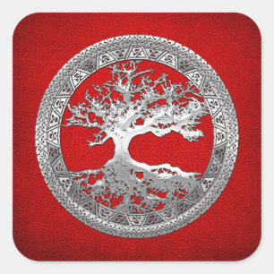 Sticker Carré [500] Celtic Tree of Life [Silver]