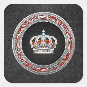 Sticker Carré [500] Prince-Princesse King-Queen Crown [Argent]