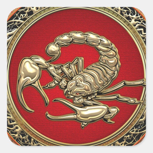 Sticker Carré [500] Scorpion d'or sacré sur rouge (Devant)