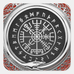 Sticker Carré [500] Vegvisir - Viking Silver Magic Runic Compass