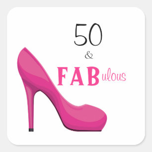 Sticker Carré 50 et fabuleux rose et noir 50e anniversaire