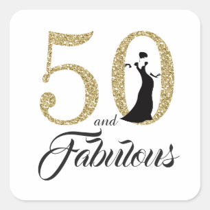 Sticker Carré 50 et fabuleux   Typographie 50e anniversaire