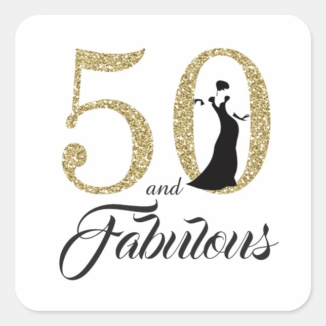 Sticker Carré 50 et fabuleux | Typographie 50e anniversaire (Devant)