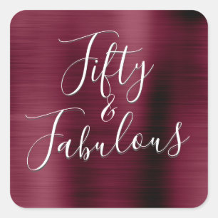 Sticker Carré 50 et Fabulous Burgundy Cranberry Modern