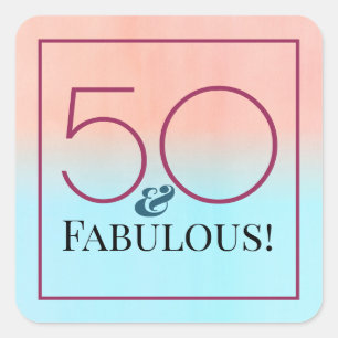 Sticker Carré 50 et Fabulous Pink and Blue Party